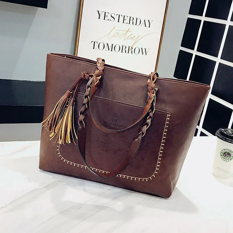 Large Capacity Women Bags Shoulder Tote Bolsos New Women Messenger Bags with Tassel Famous Designers Leather Hand Bags