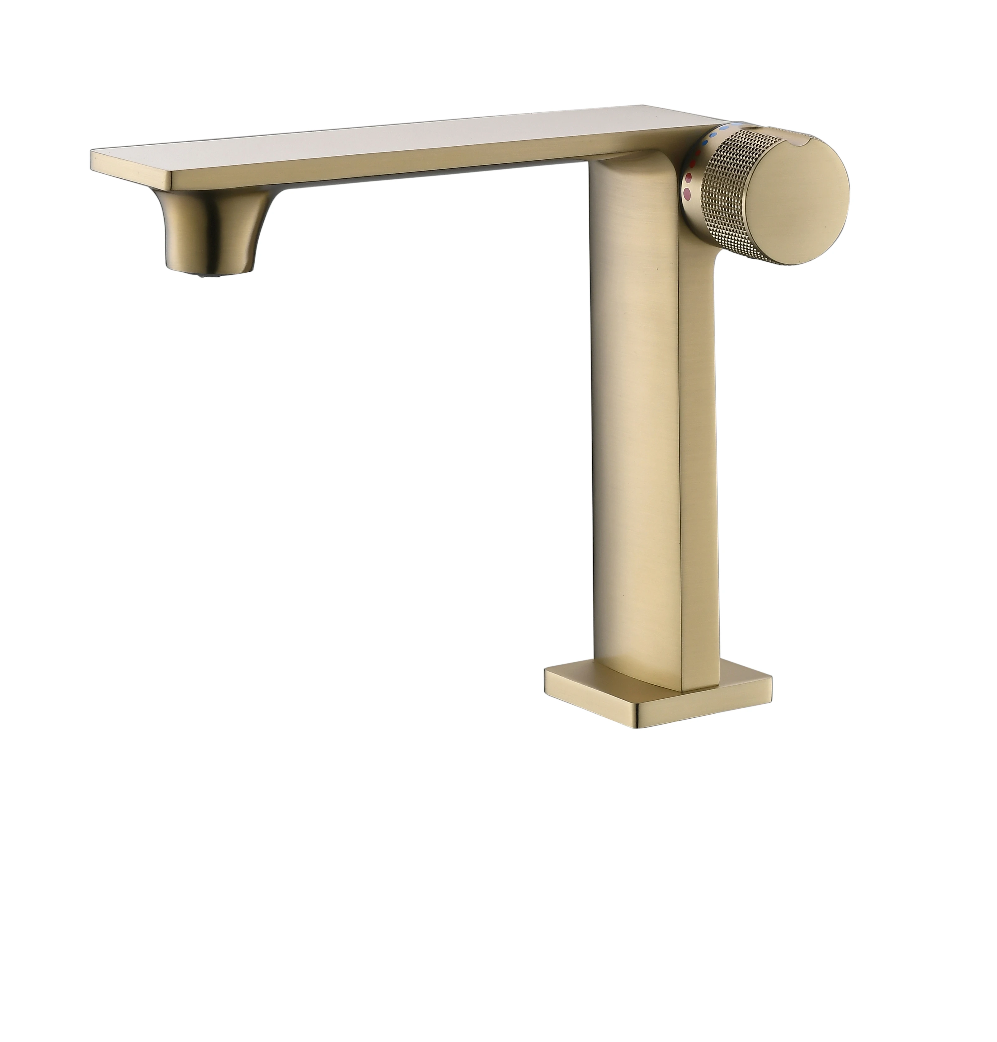 Modern Luxury Brushed Gold Metallic-Effect Deck Mounted 1-Handle Basin Faucet Anti-Fingerprint Wear-Resistant Made Durable Brass