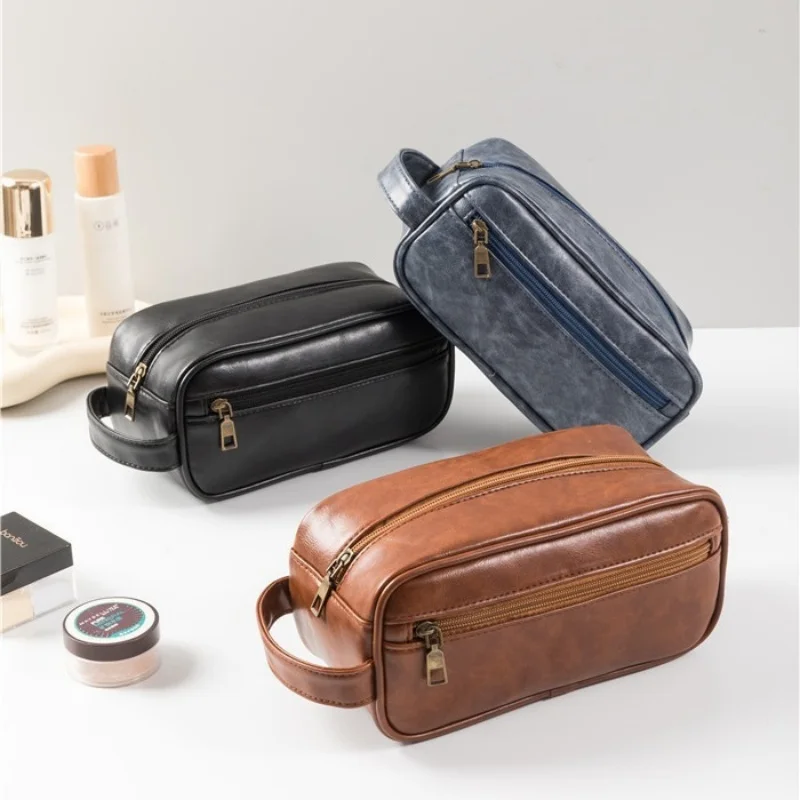 New Style Large Capacity Travel Storage Bag, Handheld Portable Makeup Bag for Men Women, PU High-end Toiletry Bag