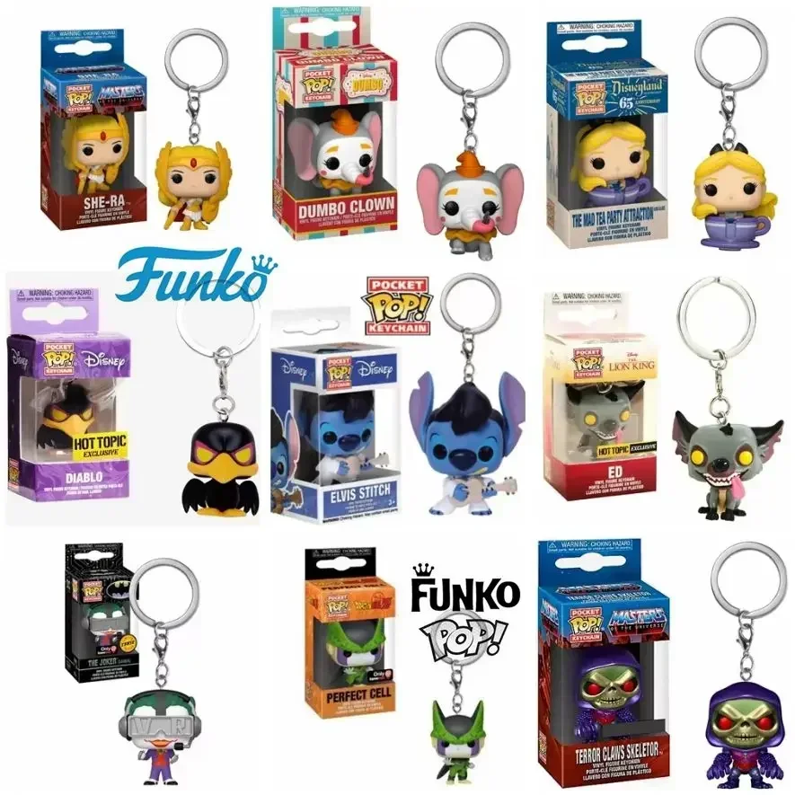 Funko pop disney dubmo clown alice stitch diablo ed o coringa gamer mestres SHE-RA terror garras esqueleto bolso pop chaveiro brinquedo