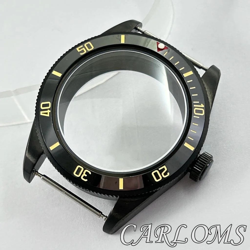 TOP 39mm NH34 NH35 NH36 NH70 NH72 ETA 2824 PT5000 Black Watch Case Ceramic Aluminum Bezel Domed Sapphire Glass Waterproof