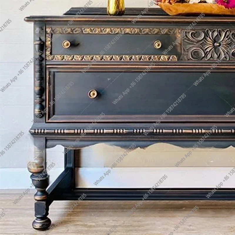 

XS French Retro Solid Wood Carving Flower Entrance Cabinet Old American Retro Decorative Cabinet Locker Entrance Cabinet