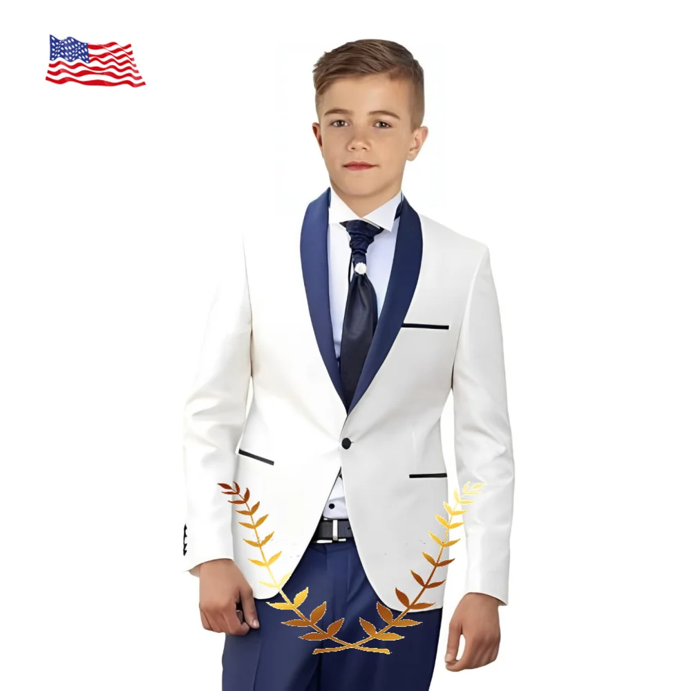 Boys Suits 2 Piece Set Formal Wedding Tuxedo Fashion Clothes for Kids Shawl Collar Blazer Child Outfit