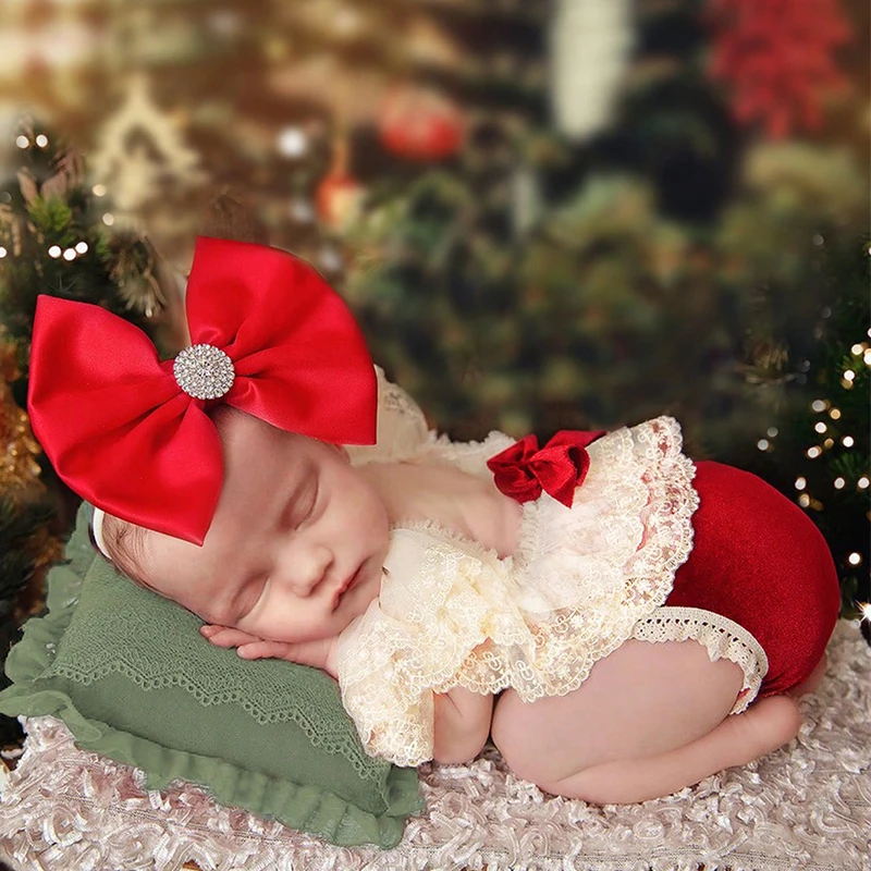 

❤️Newborn Photography Clothing Headband+Jumpsuit 2Pcs/set Studio Baby Girl Photo Props Accessories Christmas Costume Outfits