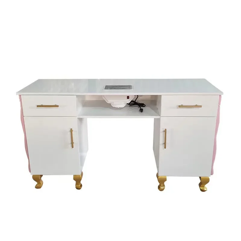 Beauty salon furniture package nail bar desk manicure table luxury white nail tables with chair for sale