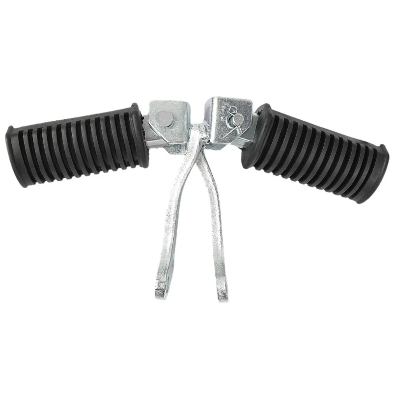 M76E Front Foot Peg Replacement Set for GN125 Motorcycles, Matching Left and Right Rubber Pads with Ribbed Detail and Metal