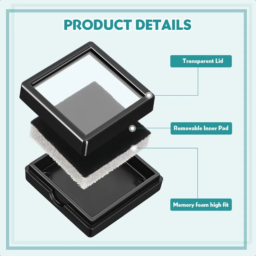 30 Uds. Caja expositora de piedras preciosas, contenedor de joyería con tapas superiores transparentes a granel de 1,57 ''x 0,6'' para gemas, monedas de diamante, embalaje de regalo R
