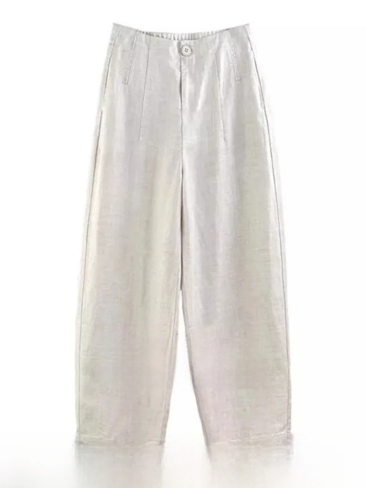 

Летние тонкие повседневные брюки с высокой талией, прямые, широкие, укороченные (7/8), комфортные, дышащие