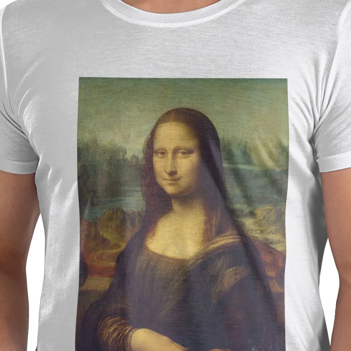

Футболка из 100% хлопка «Мона Лиза» с Леонардо да Винчи, мужские забавные футболки, мужские футболки с круглым вырезом и коротким рукавом, S-6XL