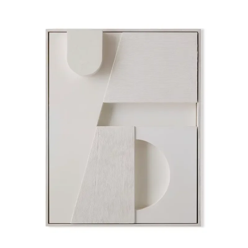 Wholesale 3D Abstract Geometric Wooden Relief Wall Art Sculpture Custom Interior Japandi Handpainted Wood Art Panel Wall
