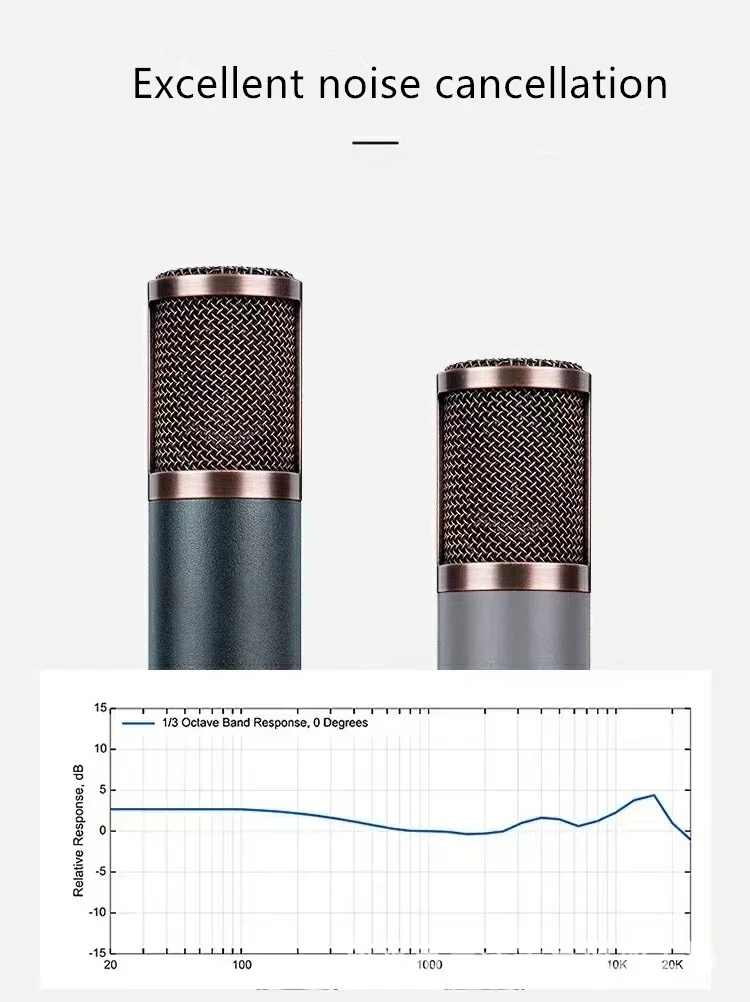Студийный микрофон TF22/TF49, цельнометаллический высококачественный конденсаторный записывающий микрофон для студийной комнаты с золотой большой диафрагмой 34 мм
