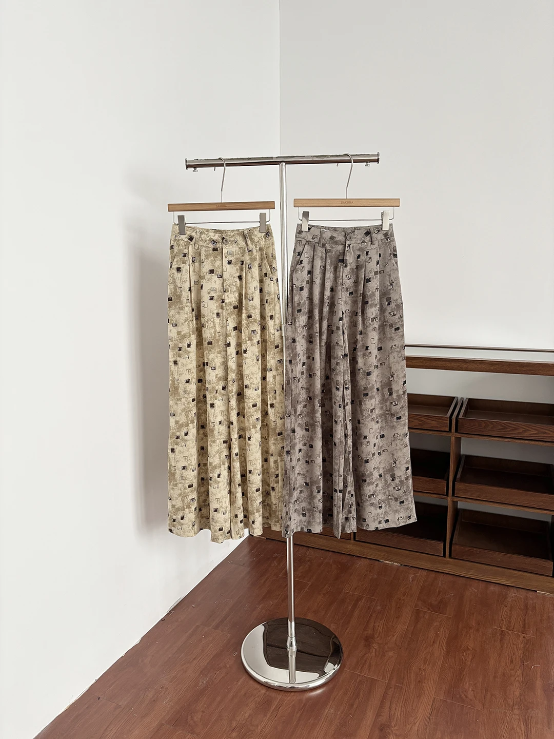 High Waist Floral Print Wide Leg Pants Women's Summer Slimming Loose Drapey Versatile Retro Straight Cut Casual Trousers