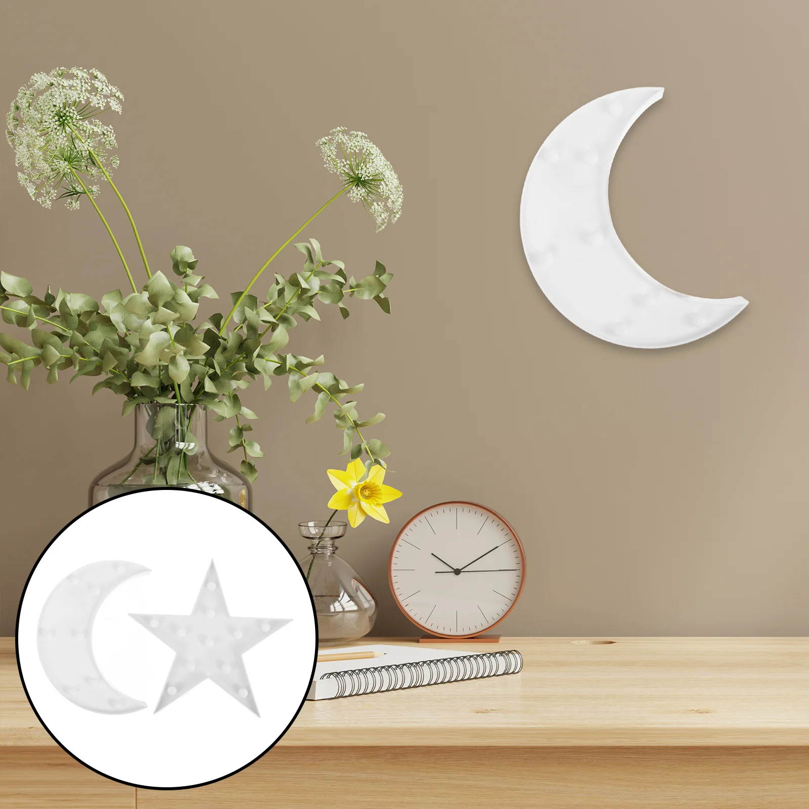 

2Pcs Moon Star Night Lamp Lovely Mini Table Light Bedside Light Adornment Warm LED Decorative Lamp for Home Office Bedroom Party