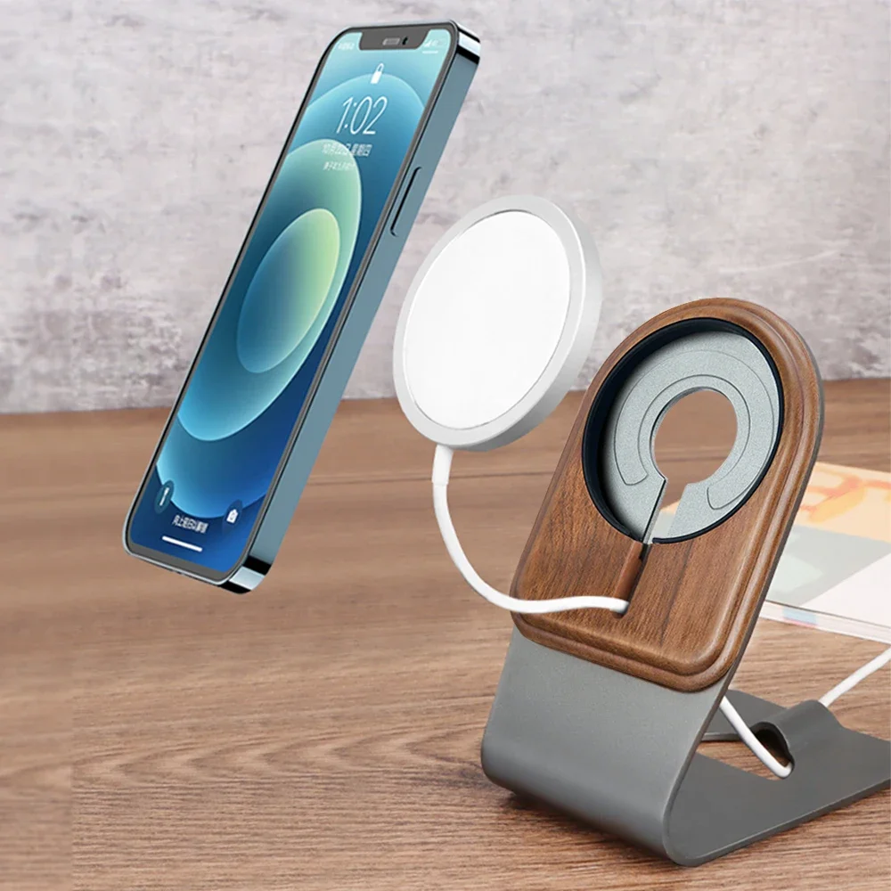 

Natural Wood Stand for Apple MagSafe Charger, Real Walnut Mount Compatible with iPhone16/15/14/13/12 series