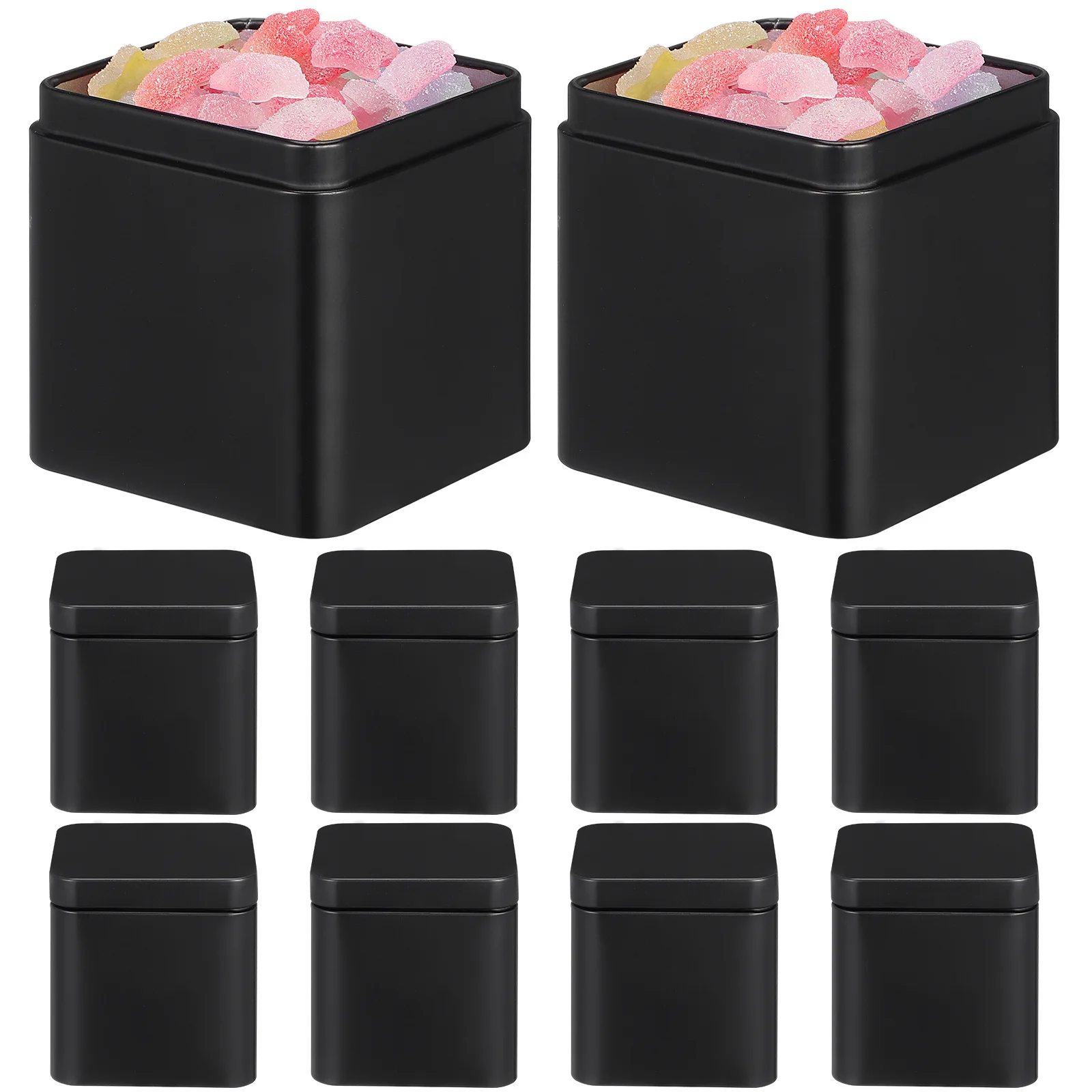 

10Pcs Tinplate Storage Container Reusable Small Metal Tin Case for Tea Coffee Candies Crafts Airtight Seal Smooth Finish