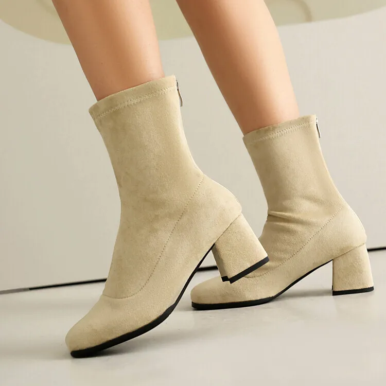 

Vintage Thick Heel Women Ankle Boots Ladies Suede Elegant Mordern Short Booties Autumn Winter Zapatos De Mujer