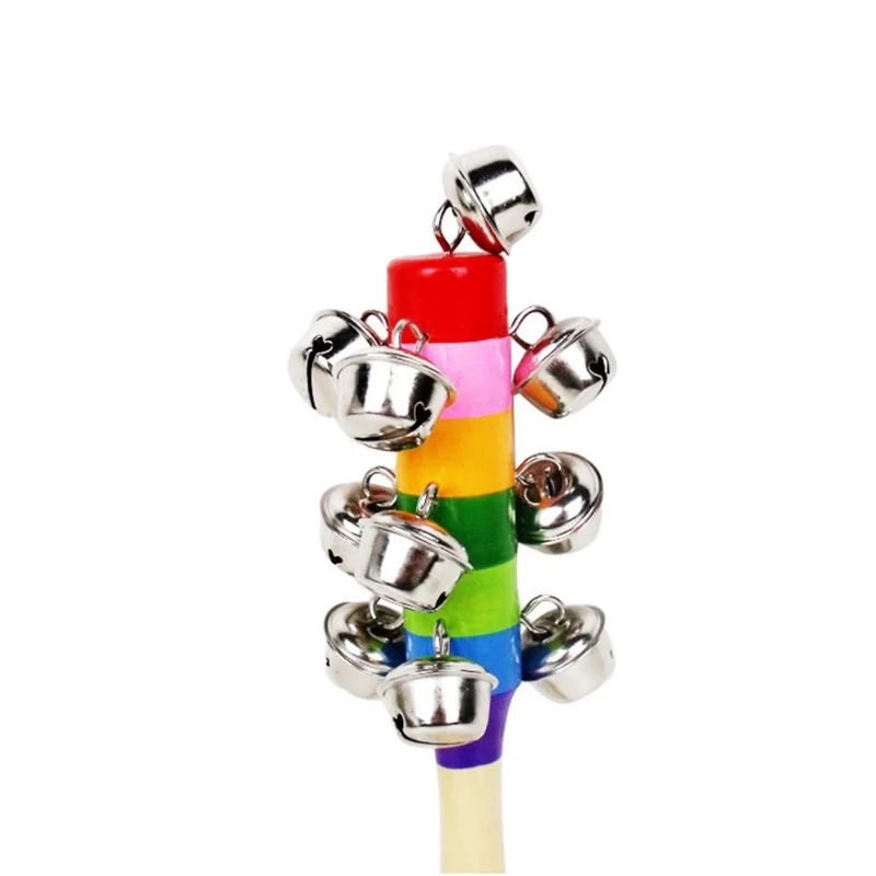 Colorful Wooden Bell Toys Instruments Baby Rattles 10 Percussion String of Bells for Kids Gift