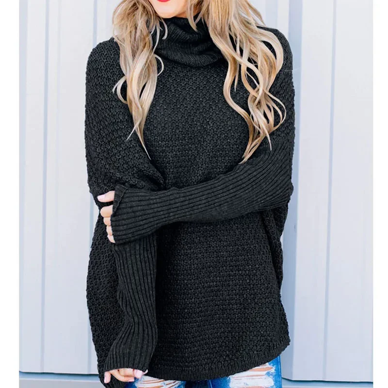 

Women Knit Sweaters Turtleneck Long Sleeve Warm Pullover Loose Jumpers Casual Solid Sweater Elegant Lady Autumn Winter