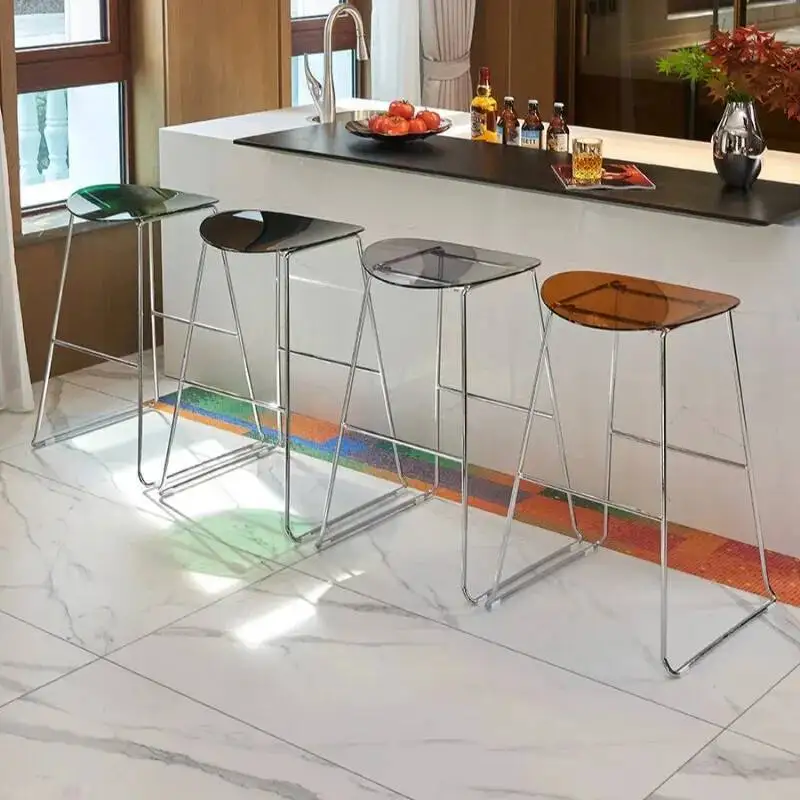 

Nordic Creative Bar Chairs Acrylic Transparent Designer Minimalist Bar Stools Ultralight Apartment Sillas De Bar Home Furniture