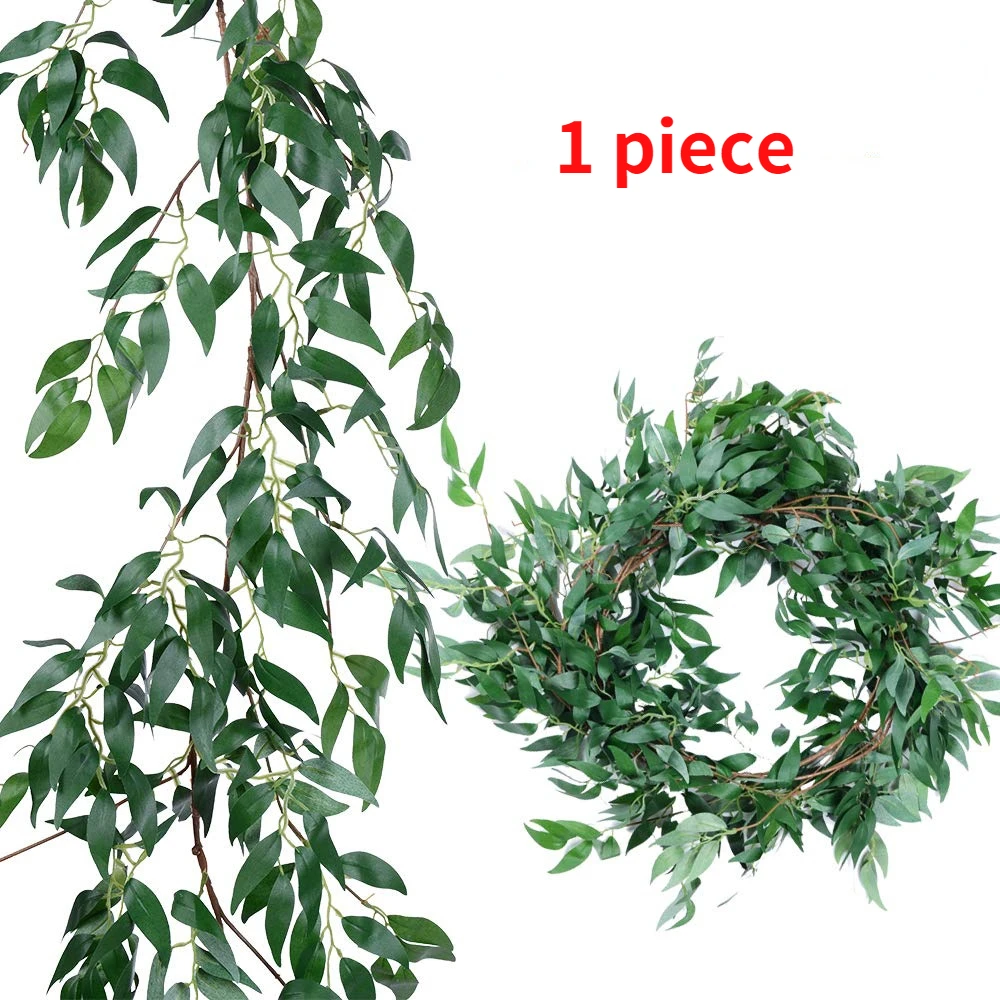 5.7FT Artificial Willow Leaf Rattan Simulation Branch Willow Plant Green Leaf Wedding Home Outdoor Wedding Party Decora Garland