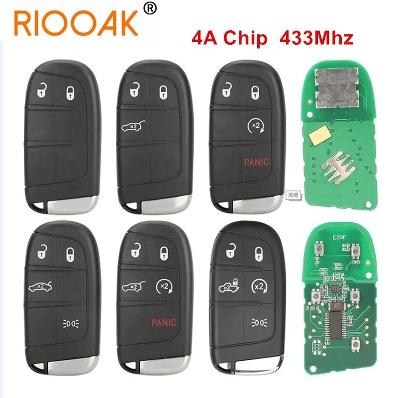 

2/3/4/5 Button Smart Keyless Entry Remote Car Key Alarm 4A 433Mhz For Fiat 500 500L 500X Toro 2015 2016 2017 2018 2019