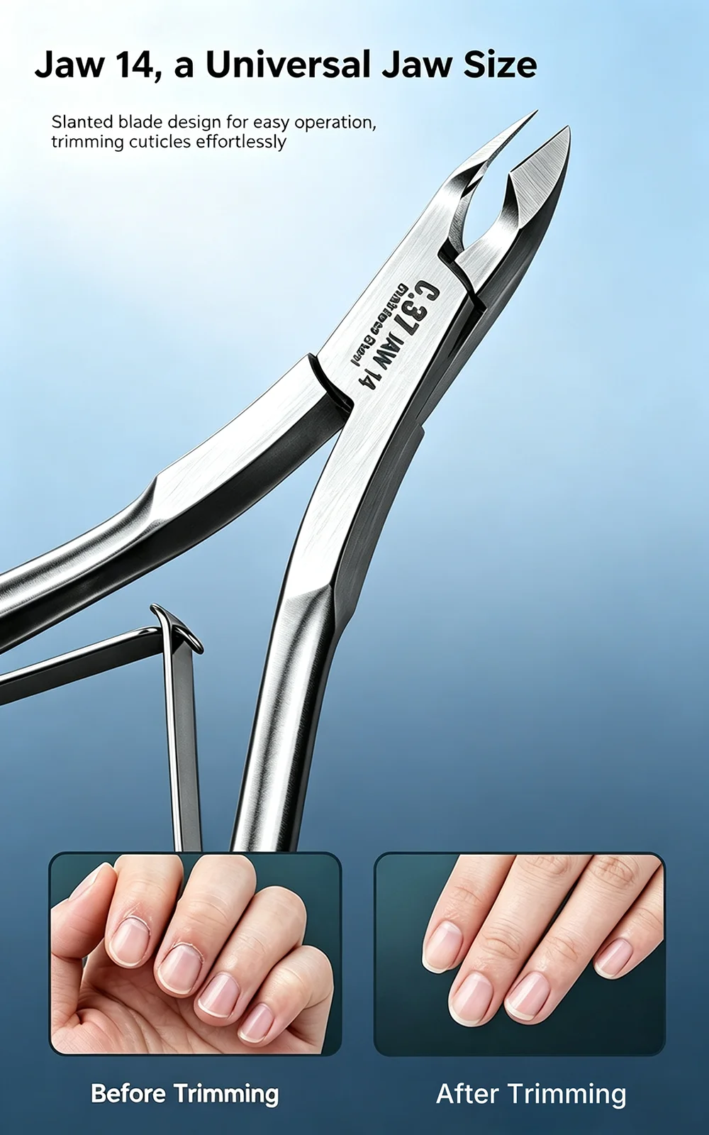 Cuticle Nipper Dead Skin Remover Plier, Superior Rustproof Stainless Steel Material Sharp Durable JAW 14 Half Jaw Manicure Tool