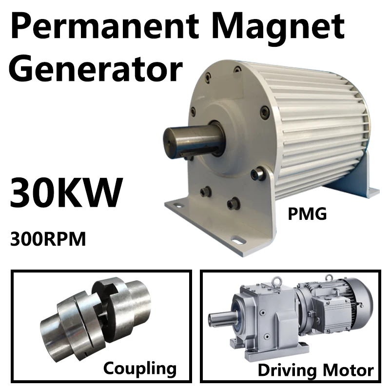 

30KW Permanent Magnet Generator 220V 230V 380V 300 RPM Electric Generator 30000W Alternator Quiet Generator With Driving Motor