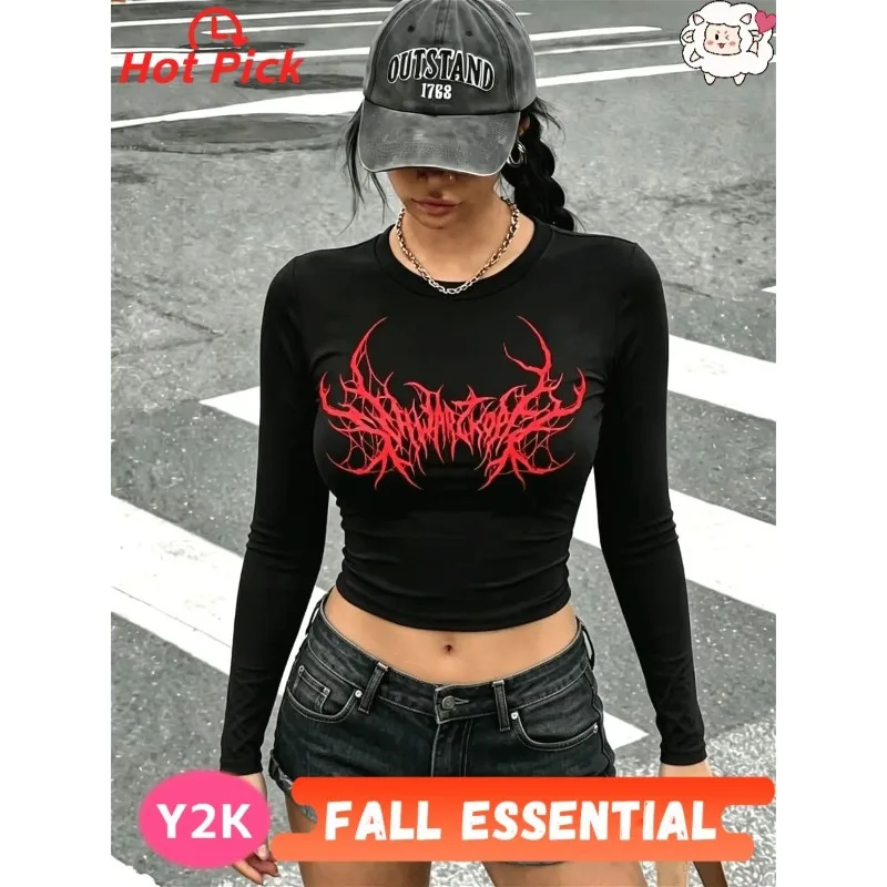 Women's Casual T-shirt, Slimming Elastic Clothing, Multi Colored Comfortable Long Sleeves, Y2K Short Women's Motorcycle Suit