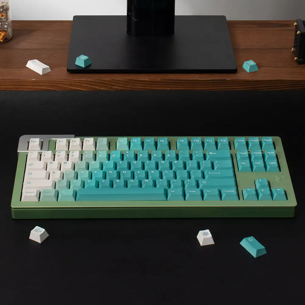 136 Keys Gradient White Green Keycap Ddoubleshot English Keycap Custom Keycaps PBT Key Caps