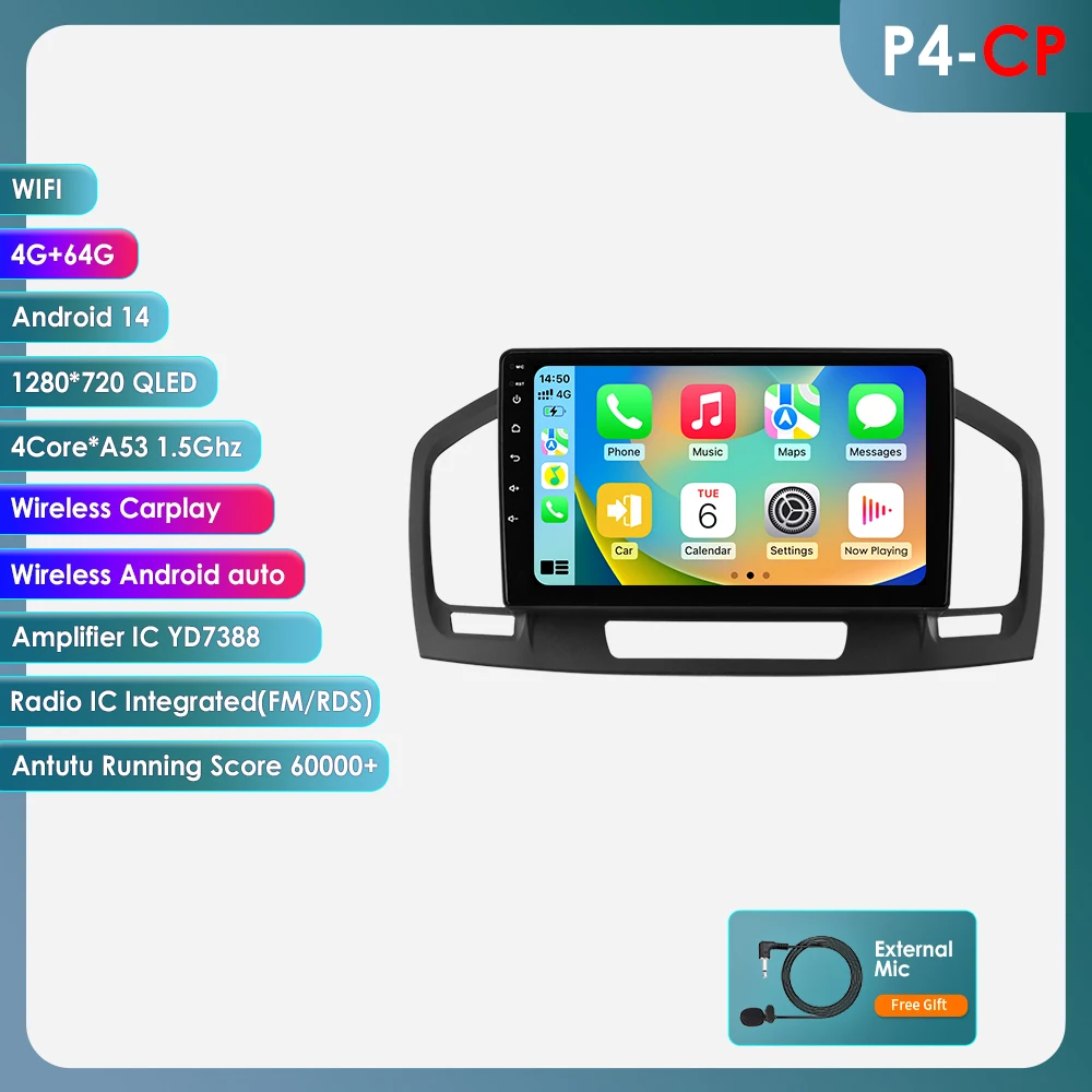 Android 14 Autoradio Voor Buick Regal Opel Insignia 2009-2017 Auto Multimedia GPS Carplay 4G DSP BT 360 Camera Door Snapdragon 6115 - afbeelding 1