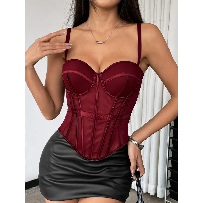 

Bandage Sexy Vest Top Women's 2026 Summer New Fashion Slim Plunge Tanks Club Party Ins Hot Vest Sleeveless Female