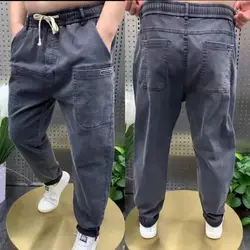 Jeans Baggy Délavés en Denim pour Homme, Streetwear de Luxe, Taille artificiel astique, Six Poches, Harem FjMale, Printemps Automne