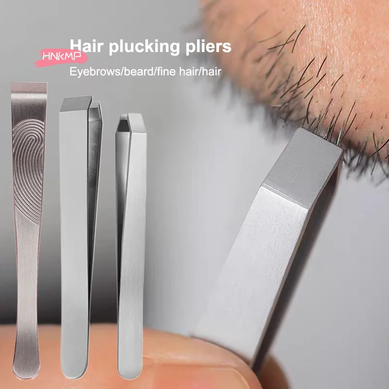 Durable Thickened Stainless Steel Tweezers for Beard Eyebrow Hair Removal Flat Tip Design Easy Grip Facial Hair Plucking Tool