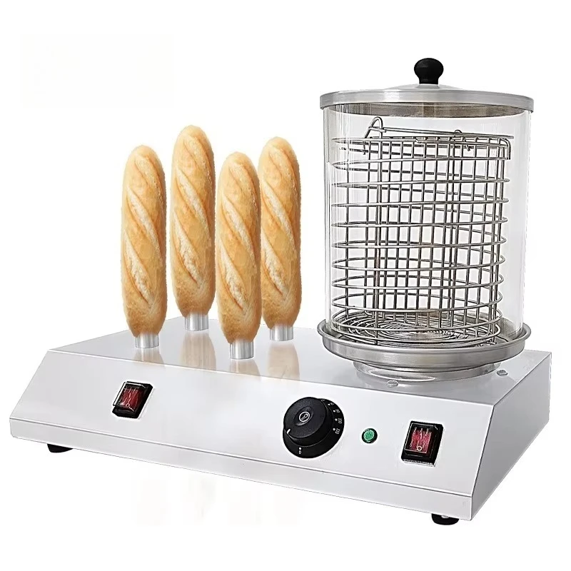Stainless Steel Hot Dog Roller Grill Machine with Bun Warmer, Commercial Electric Sausage Cooker for Catering Use