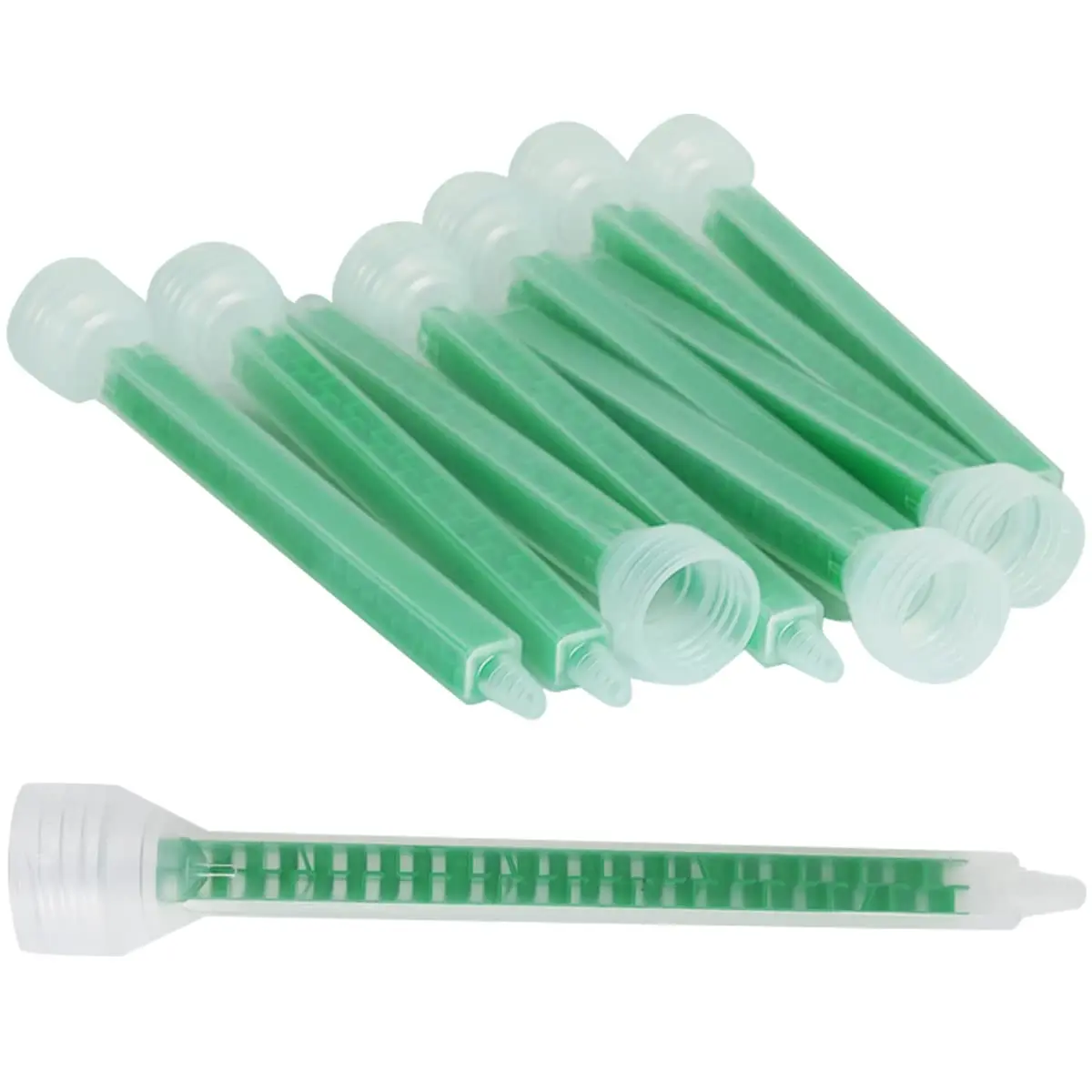 50PCS FMQ-0824S Epoxy Mixing Nozzle 6.3 inch Plastic Resin Mixing Tip Bell Mouth Static Mixing Nozzle Tip for Dual Cartridges