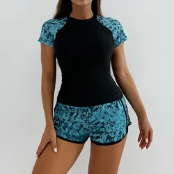 Print Two Pieces Swimsuits Shorts High Waisted Swimwear Female Tankini Sets Beach Wear Bathing Surfing Suit Women Swimming Suit