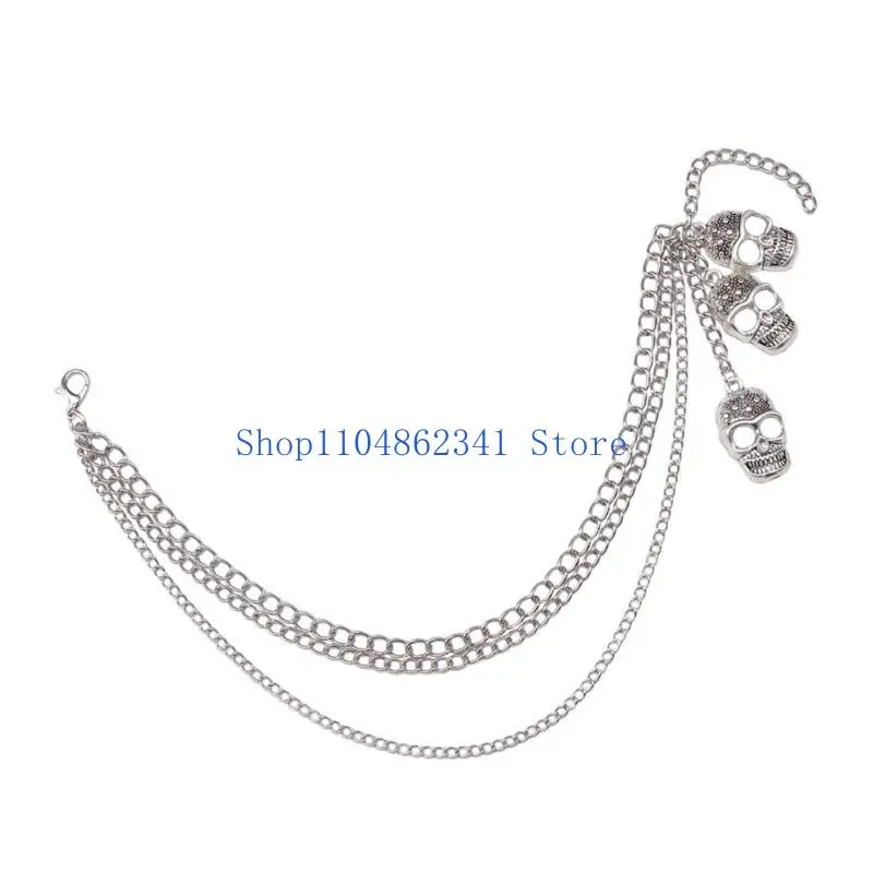 5asd Fashion Skull Head Shoe Chain Adjustable Metal Accessories for Trendy Footwear Unisex Shoe Decors Sneakers Chain