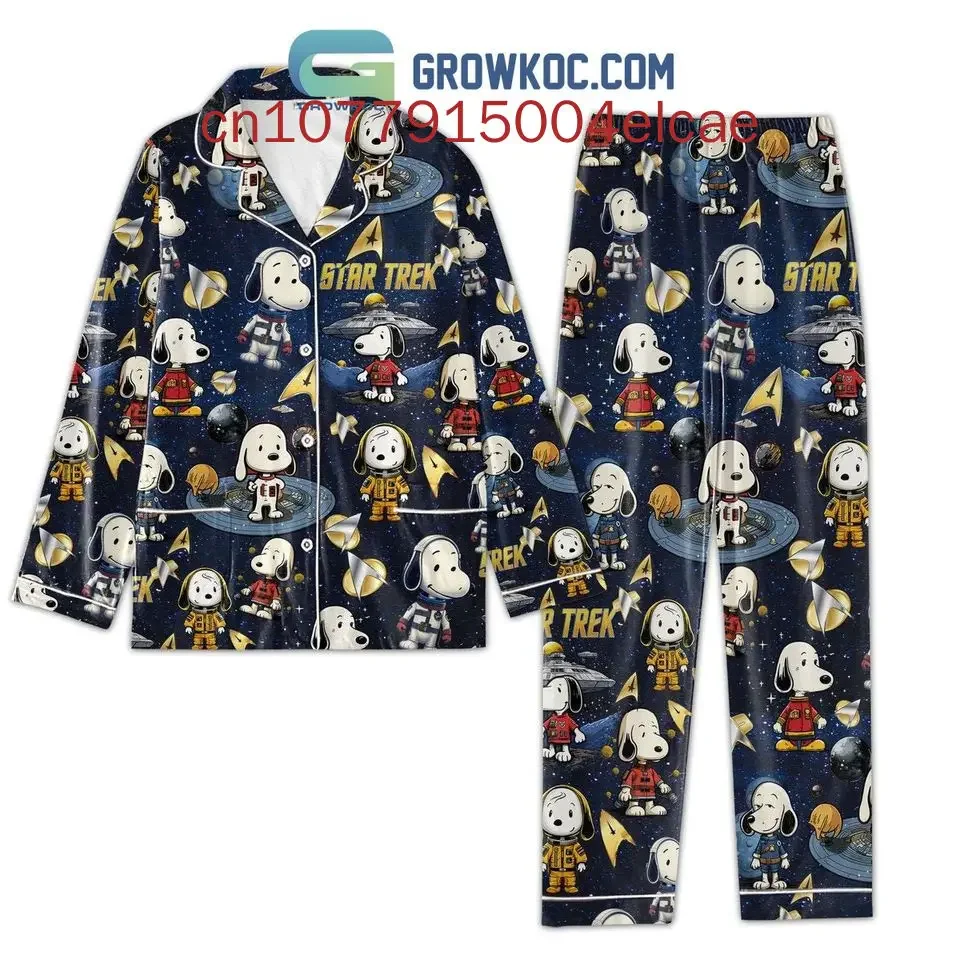 Disney Stitch Cartoon Snoopy Christmas Pajama Set Casual Men\'s and Women\'s Long Sleeve Shirt Pajama Set