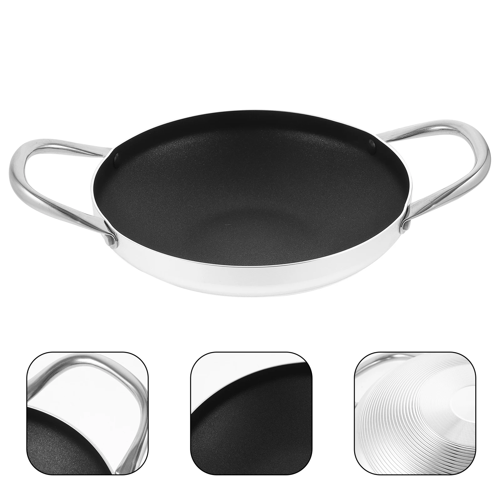 

1pc Aluminum Cooking Pan Double Handle Hot Pot Reusable Sturdy Smooth Surface Wear Resistant Kitchen Cookware For Home Seafood