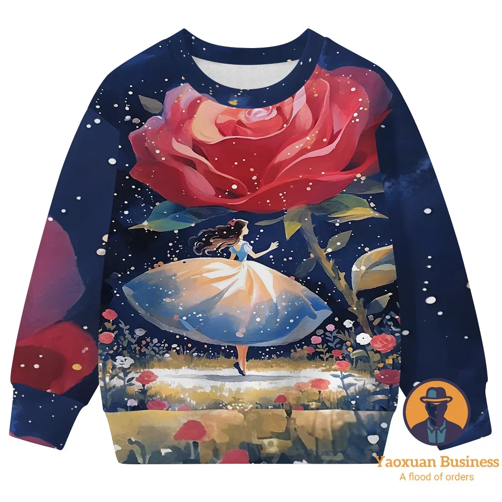 

Стильный свитшот с круглым вырезом и 3D мультяшным принтом Белоснежки для маленьких мальчиков и девочек 2025 года, милый ветрозащитный теплый осенне-зимний новый ​