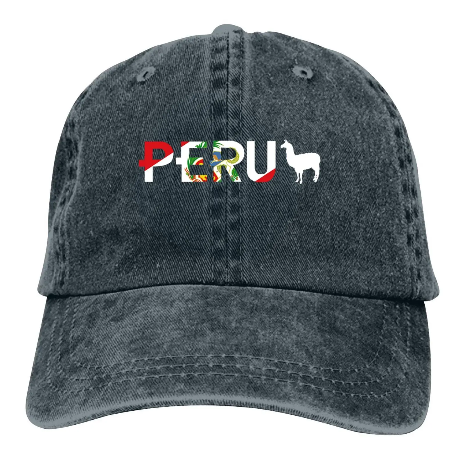 Peru Flag Llama Baseball Cap Vintage Adjustable Washed Hats Twill Plain Cowboy Hats Denim Dad Hat for Men Women Boy Girl