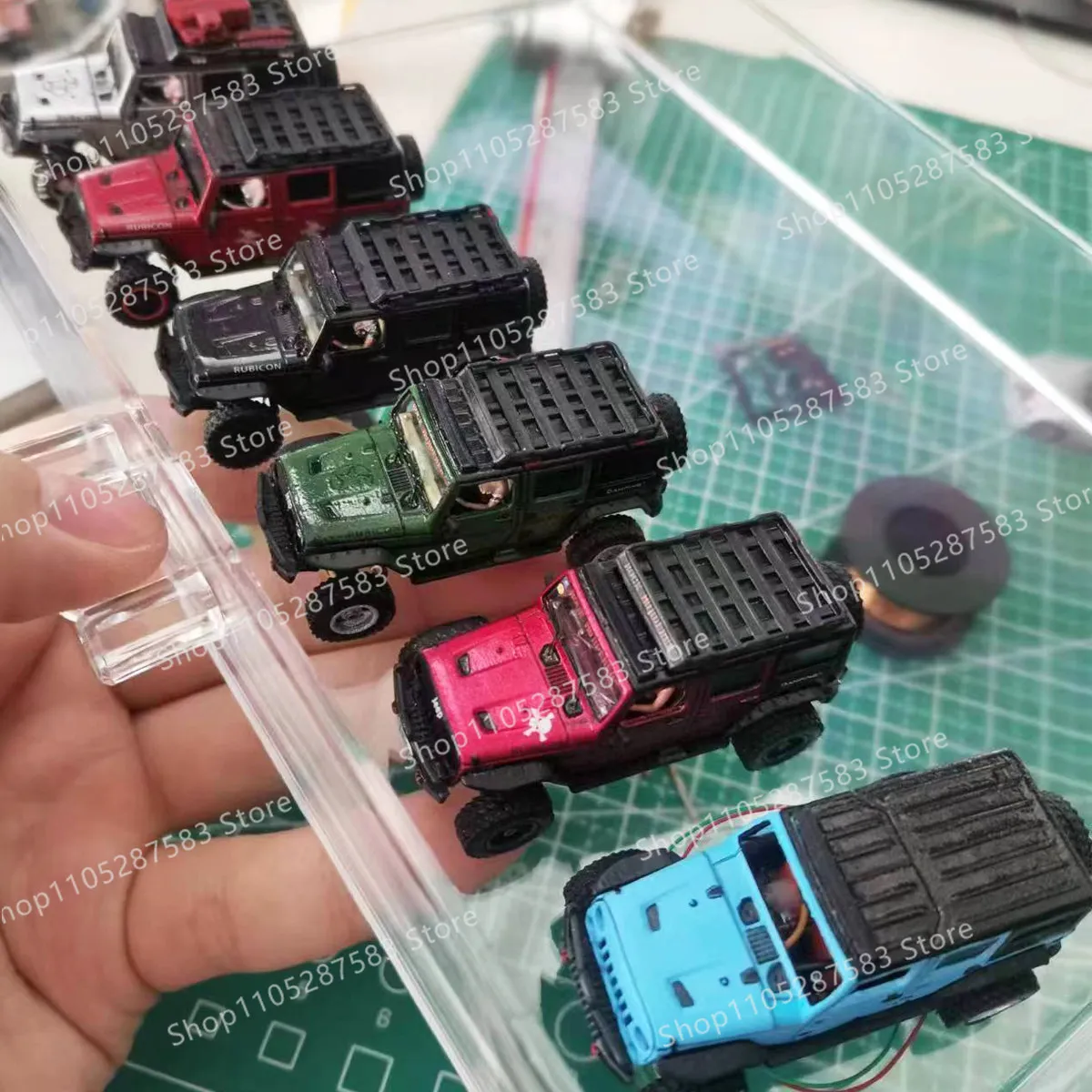 1:87 scale, dynamic, Wrangler, third generation five-door RC four-wheel drive climbing car, static modification, mini model car