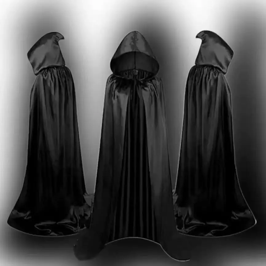 Costume d'Halloween pour adulte, cape de dieu de la mort avec chapeau, cape de vampire, robe de sorcier pour les soirées masquées et les spectacles