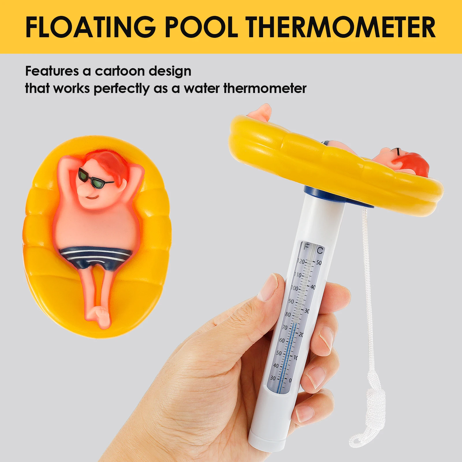 1/2Pcs Floating Pool Thermometer Portable Shatterproof Swimming Pool Thermometer for Indoor Outdoor Swimming Pools Spas Hot Tubs