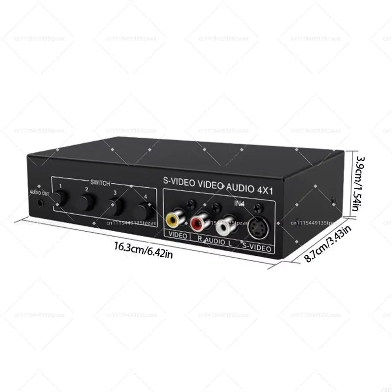 4x1 S-Video & Audio AV Switcher, 4 Input 1 Output Selector for TV and Home Theater Equipment