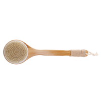 3X Dry Skin Body Brush Bath Exfoliating Brush Natural Bristles Back Scrubber With Long Wooden Handle For Shower-B51B