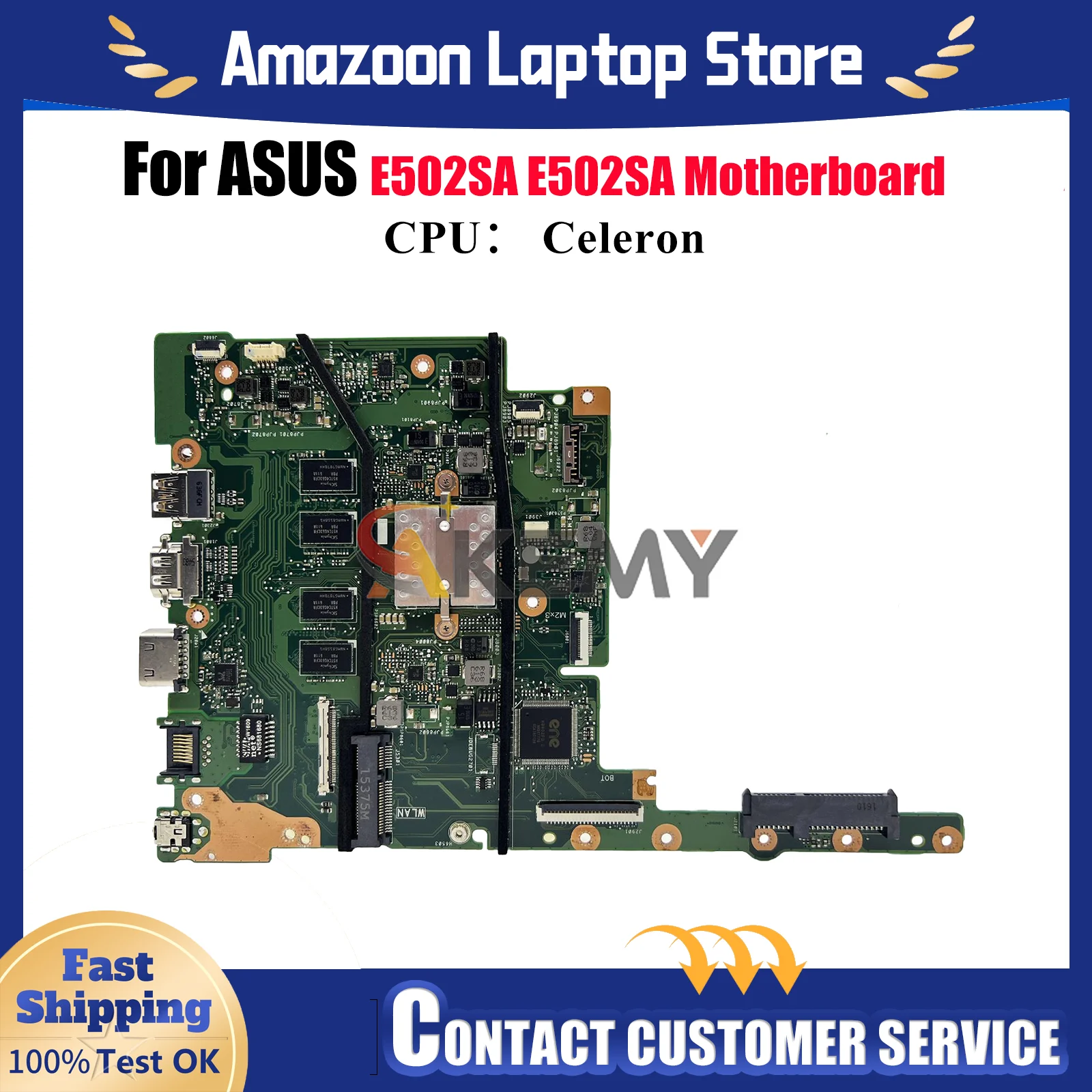 

E502SA Laptop Motherboard For ASUS EeeBook E502SA E502S Notebook Mainboard With Celeron CPU 100% tests OK fast shipping stk