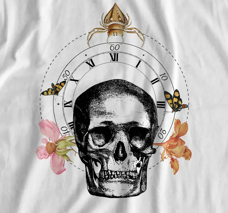 Beautiful Skull Artistry: Gothic Grunge Edgy E-Girl Tee