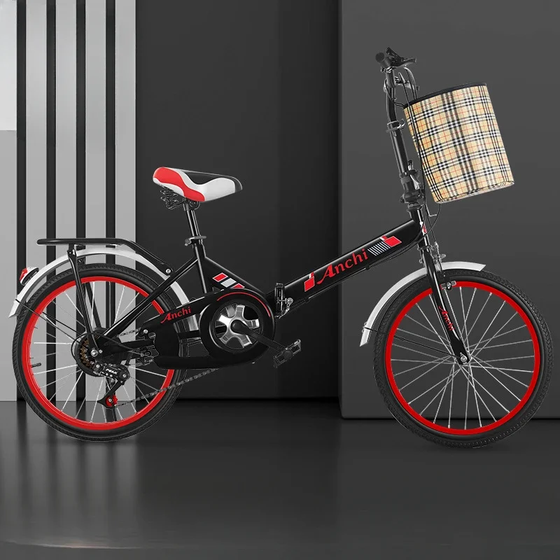 Lightweight Folding Bicycle for Primary and Secondary School Students, Adult Variable Speed Pedal Bike for Easy Transportation