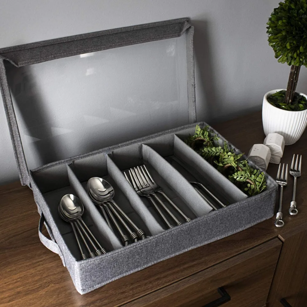 1pc 5 plaid cloth tableware storage box knife fork spoon storage box chopsticks storage boxhidden stash box